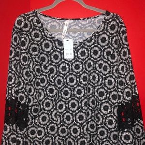 NWT NY Collection 1x Black Patterned Dress